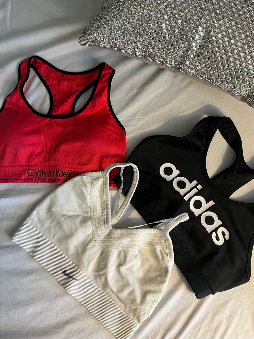 Calvin Klein Red R Sports Bra + Adidas Black + Nike ( 3 Pack )